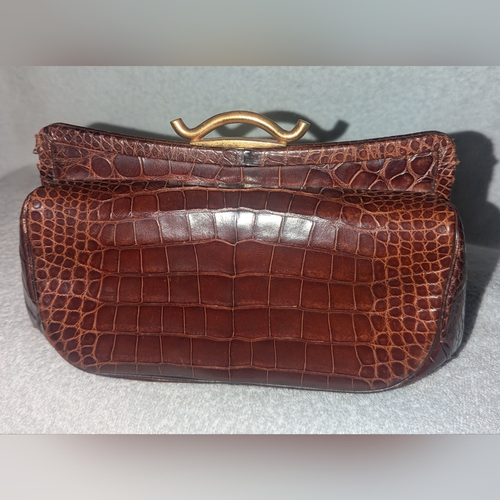 Bags by Dorian brown  croc embossed leather clutch .
